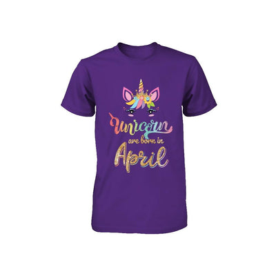 Cute Unicorns Are Born In April Birthday Gift Youth-Youth Shirt-