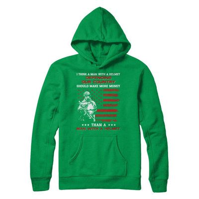 Veteran I Think A Man With A Helmet Defending Our Country-T-Shirt & Hoodie-Pullover Hoodie-Irish Green
