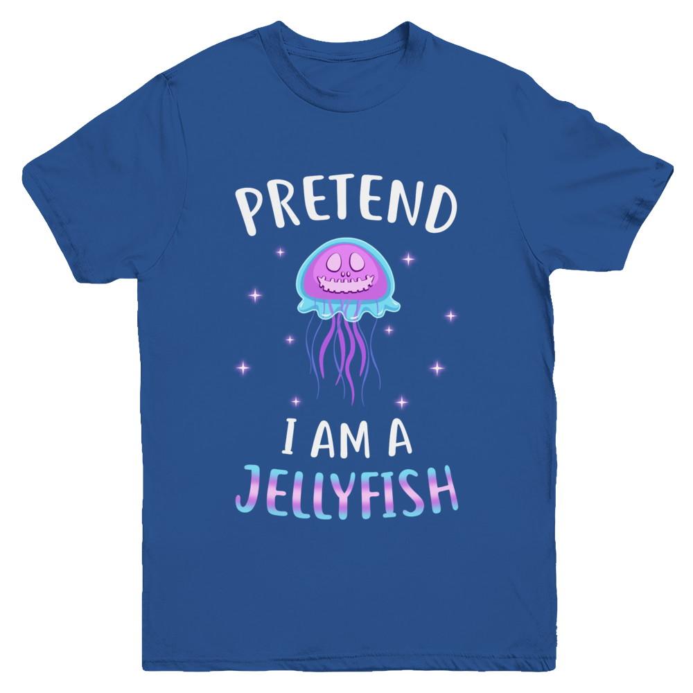 Pretend I'm A Jellyfish Costume Happy Halloween Party Youth-Youth Shirt-Youth T-Shirt-Royal