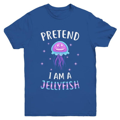 Pretend I'm A Jellyfish Costume Happy Halloween Party Youth-Youth Shirt-Youth T-Shirt-Royal