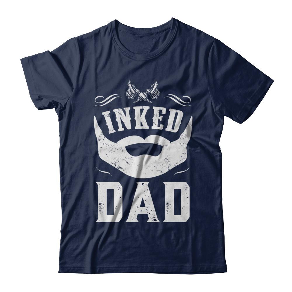 Inked Dad Bearded Man Tattooed Tattoos Fathers Day-T-Shirt & Hoodie-Classic T-Shirt-Navy