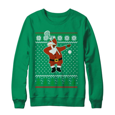 Dabbing Santa Lacrosse Ugly Sweater Christmas-T-Shirt & Sweatshirt-Crewneck Sweatshirt-Irish Green