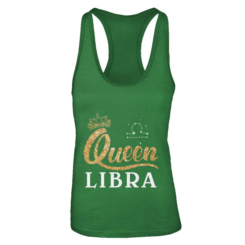 Queen Libra Zodiac September October Birthday Gift-T-Shirt & Tank Top-Women's Ideal Racerback Tank-Kelly Green