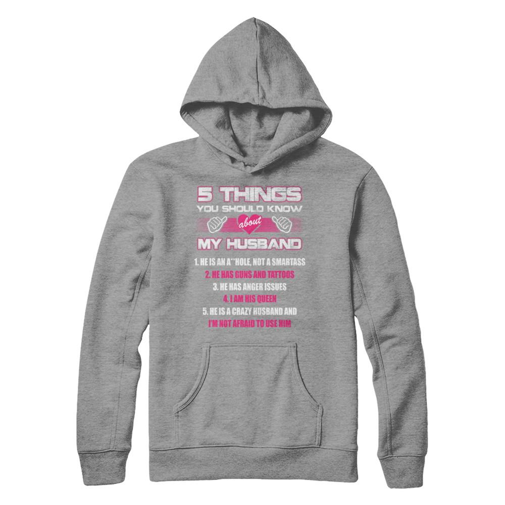 5 Things You Should Know About My Husband-T-Shirt & Hoodie-Pullover Hoodie-Sport Grey