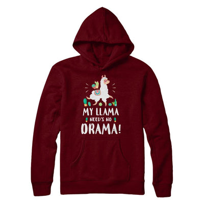 Funny Lama Cactus Llama Need's No Drama-T-Shirt & Hoodie-Pullover Hoodie-Maroon