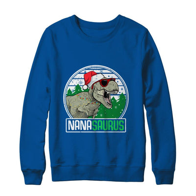 Nanasaurus Nana Dinosaur T-Rex Family Christmas-T-Shirt & Sweatshirt-Crewneck Sweatshirt-Deep Royal