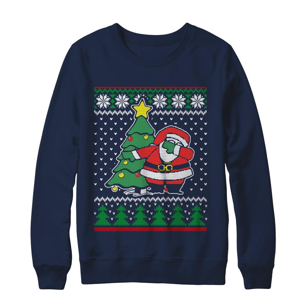 Dabbing Santa Ugly Sweater Christmas-T-Shirt & Sweatshirt-Crewneck Sweatshirt-Navy