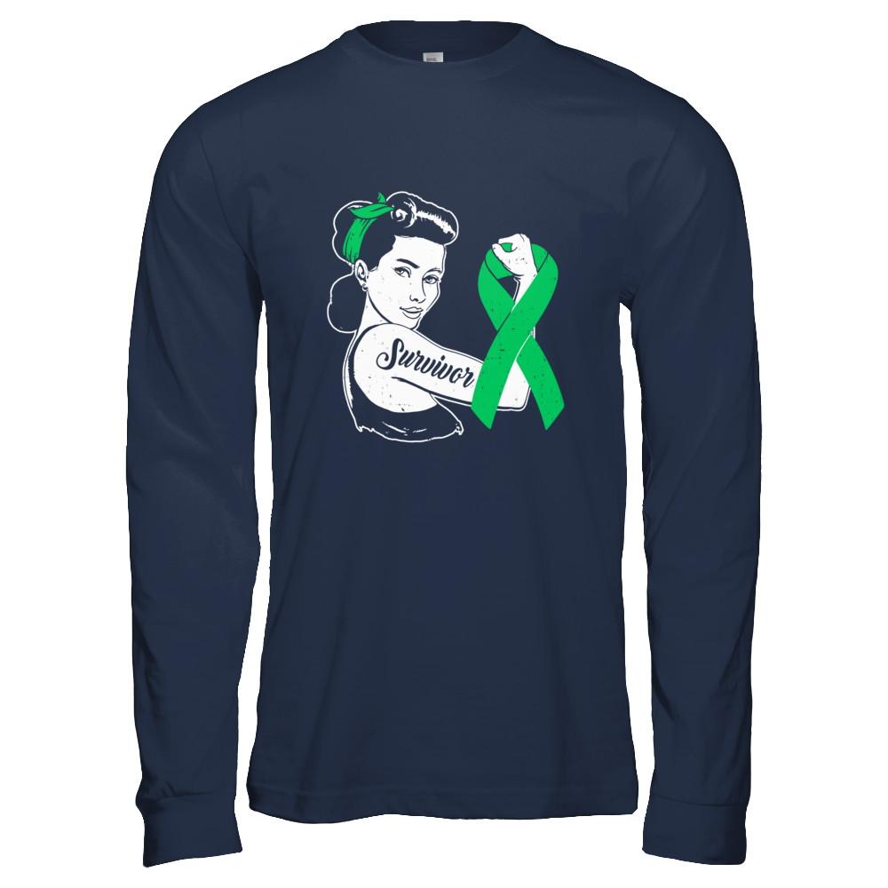 We Can Cure It Liver Cancer Green Awareness Survivor-T-Shirt & Hoodie-Long Sleeve T-Shirt-Navy