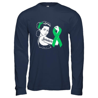 We Can Cure It Liver Cancer Green Awareness Survivor-T-Shirt & Hoodie-Long Sleeve T-Shirt-Navy