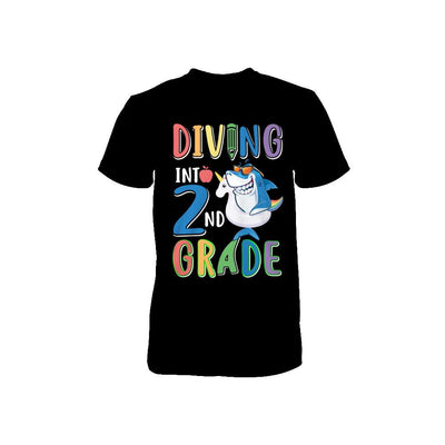 Diving Into 2nd Grade Back To School Shark Youth-Youth Shirt-Toddler T-Shirt-Black