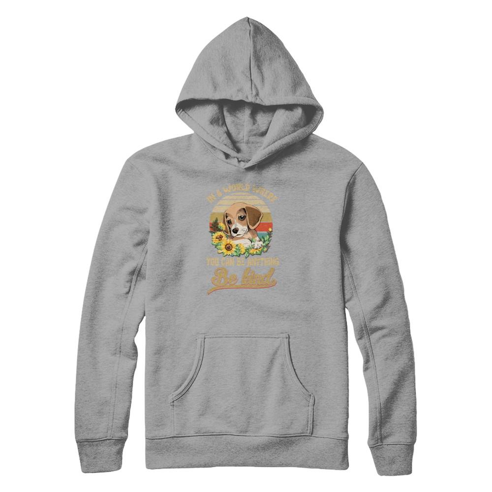 In A World Where You Can Be Anything Be Kind Beagle Sunflow-T-Shirt & Tank Top-Pullover Hoodie-Light Steel