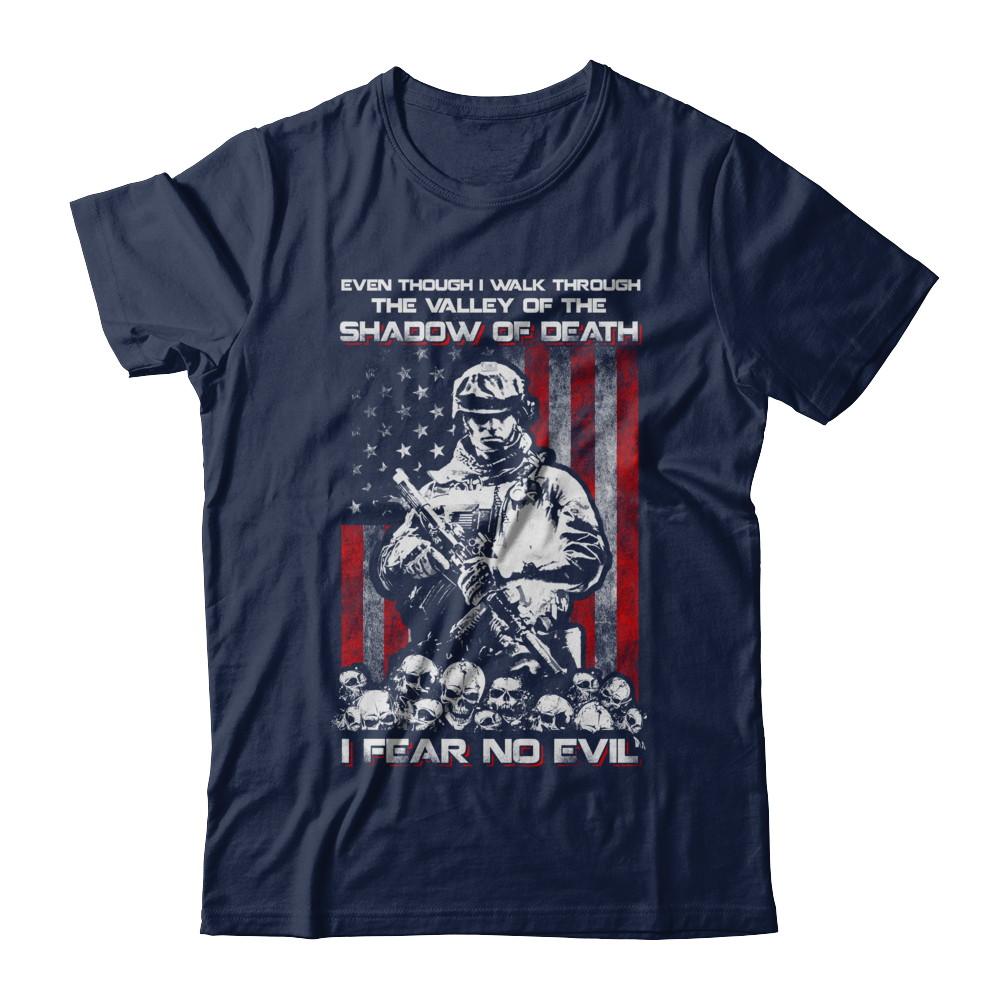 Veteran I Walk Through Shadow Of Death I Fear No Evil-T-Shirt & Hoodie-Classic T-Shirt-Navy