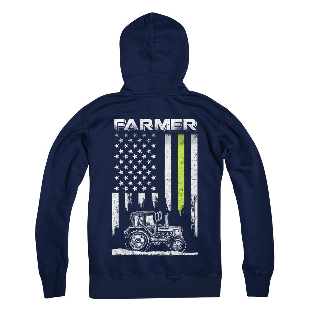 Farmer Patriotic American Flag-T-Shirt & Hoodie-Pullover Hoodie-Navy