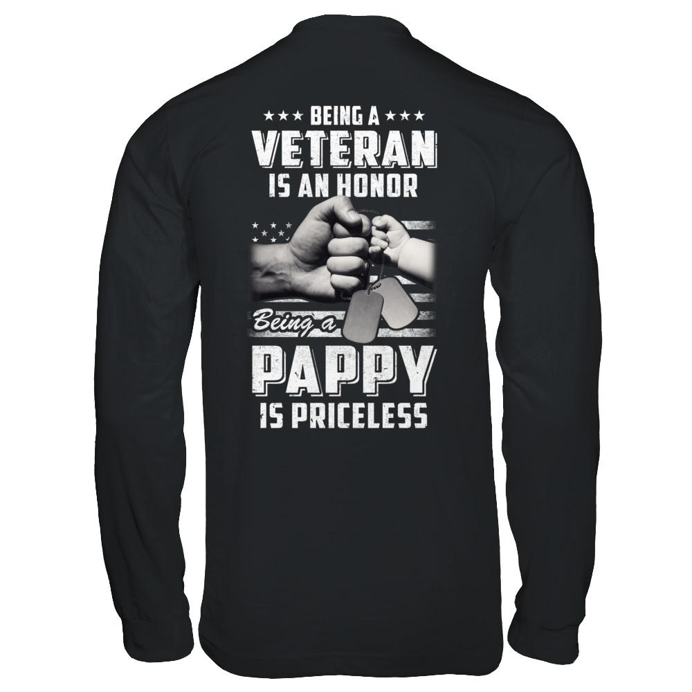 Being A Veteran Is An Honor Being A Pappy Is Priceless-T-Shirt & Hoodie-Long Sleeve T-Shirt-Black