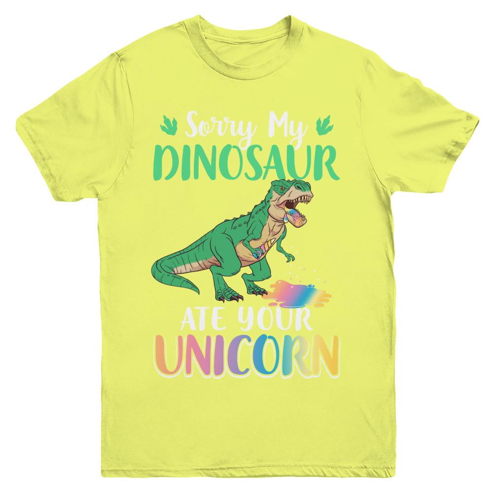 Sorry My Dinosaur Ate Your Unicorn T-Rex Youth-Youth Shirt-Youth T-Shirt-Daisy