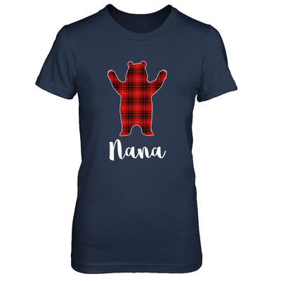 Red Nana Bear Buffalo Plaid Family Christmas Pajamas-T-Shirt & Sweatshirt-Women's T-Shirt-Navy