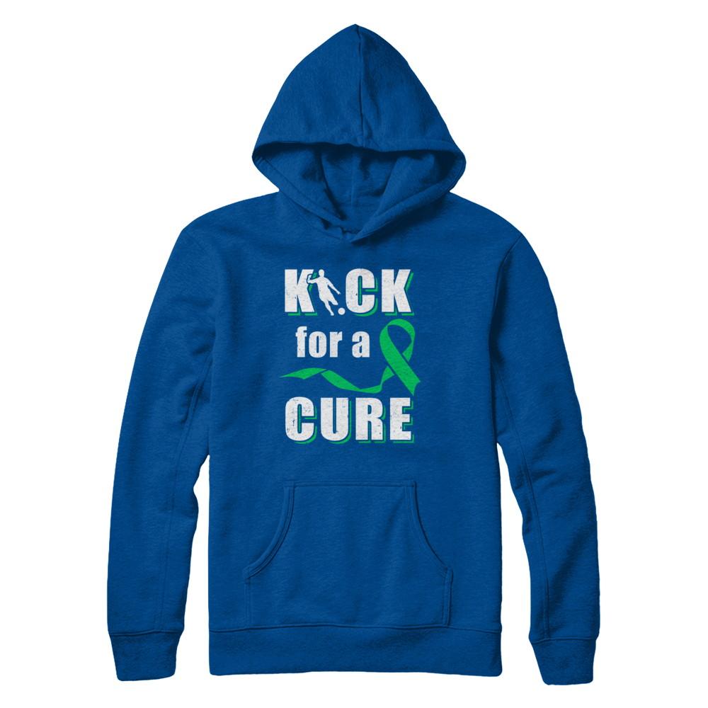 Kick For A Cure Soccer Green Liver Cancer Lymphoma Awareness-T-Shirt & Hoodie-Pullover Hoodie-Deep Royal