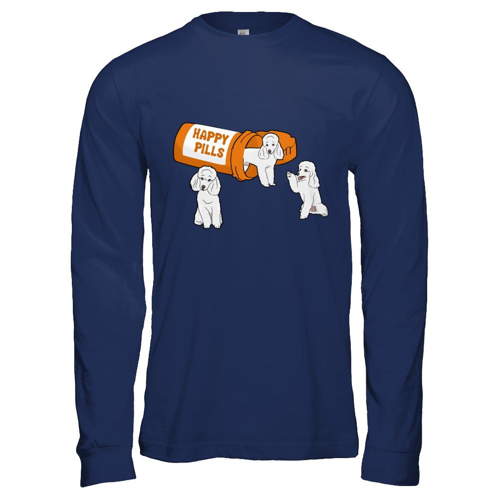 Poodles Happy Pills-T-Shirt & Hoodie-Long Sleeve T-Shirt-Navy