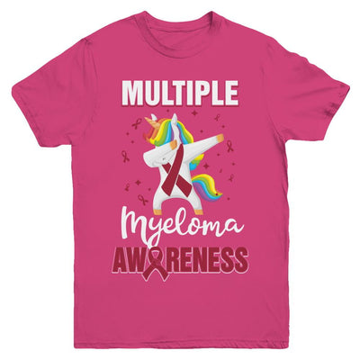 Inspirational Multiple Myeloma Awareness Unicorn Support Youth-Youth Shirt-Youth T-Shirt-Heliconia