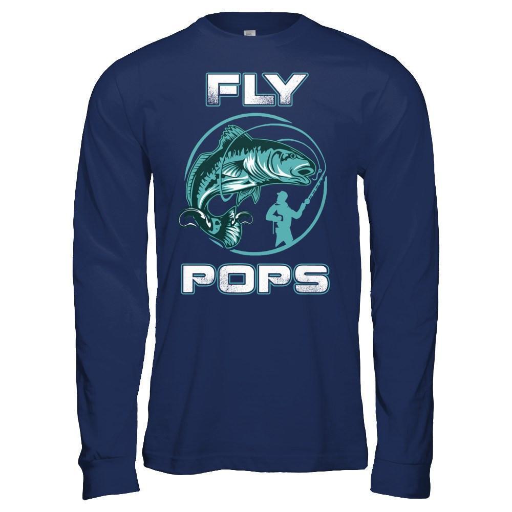 Fly Fishing Pops-T-Shirt & Hoodie-Long Sleeve T-Shirt-Navy