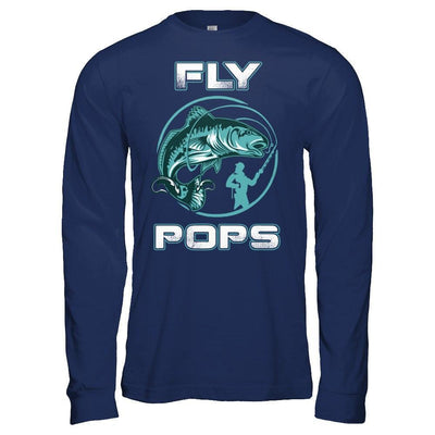 Fly Fishing Pops-T-Shirt & Hoodie-Long Sleeve T-Shirt-Navy