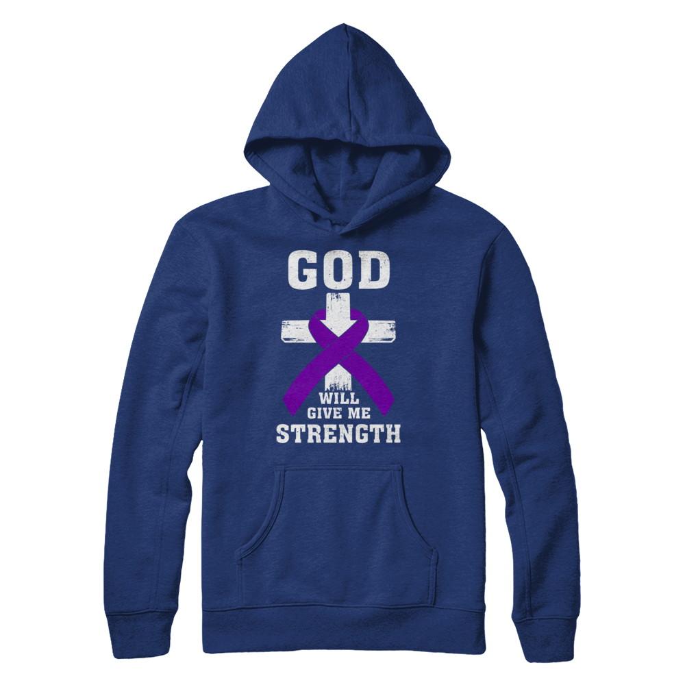 God Will Give Me Strength Purple Violet Awareness Ribbon Gift-T-Shirt & Hoodie-Pullover Hoodie-Deep Royal