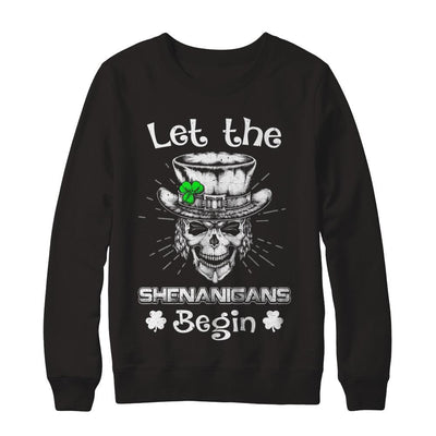 Let The Shenanigans Begin St Patricks Day-T-Shirt & Hoodie-Crewneck Sweatshirt-Black