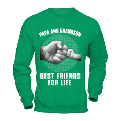 Papa And Grandsons Best Friends For Life-T-Shirt & Hoodie-Crewneck Sweatshirt-Irish Green