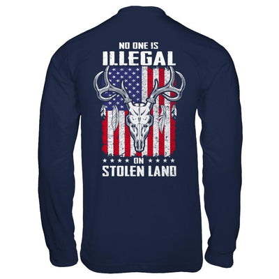 No One Is Illegal On Stolen Land Immigrants-T-Shirt & Hoodie-Long Sleeve T-Shirt-Navy