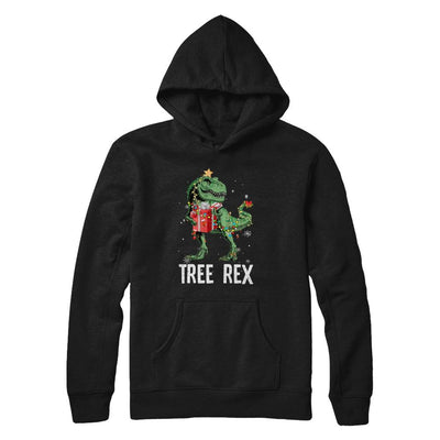 Christmas Tree For Kids Boys T Rex Dinosaur Xmas Gifts-T-Shirt & Sweatshirt-Pullover Hoodie-Black