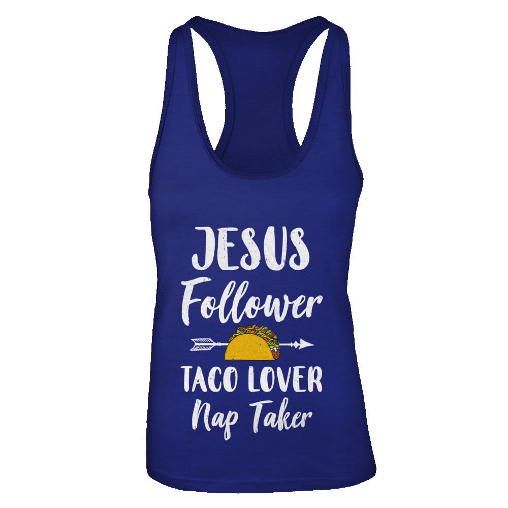 Jesus Follower Taco Lover Nap Taker Christian-T-Shirt & Tank Top-Women's Ideal Racerback Tank-Royal
