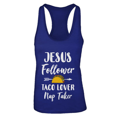 Jesus Follower Taco Lover Nap Taker Christian-T-Shirt & Tank Top-Women's Ideal Racerback Tank-Royal