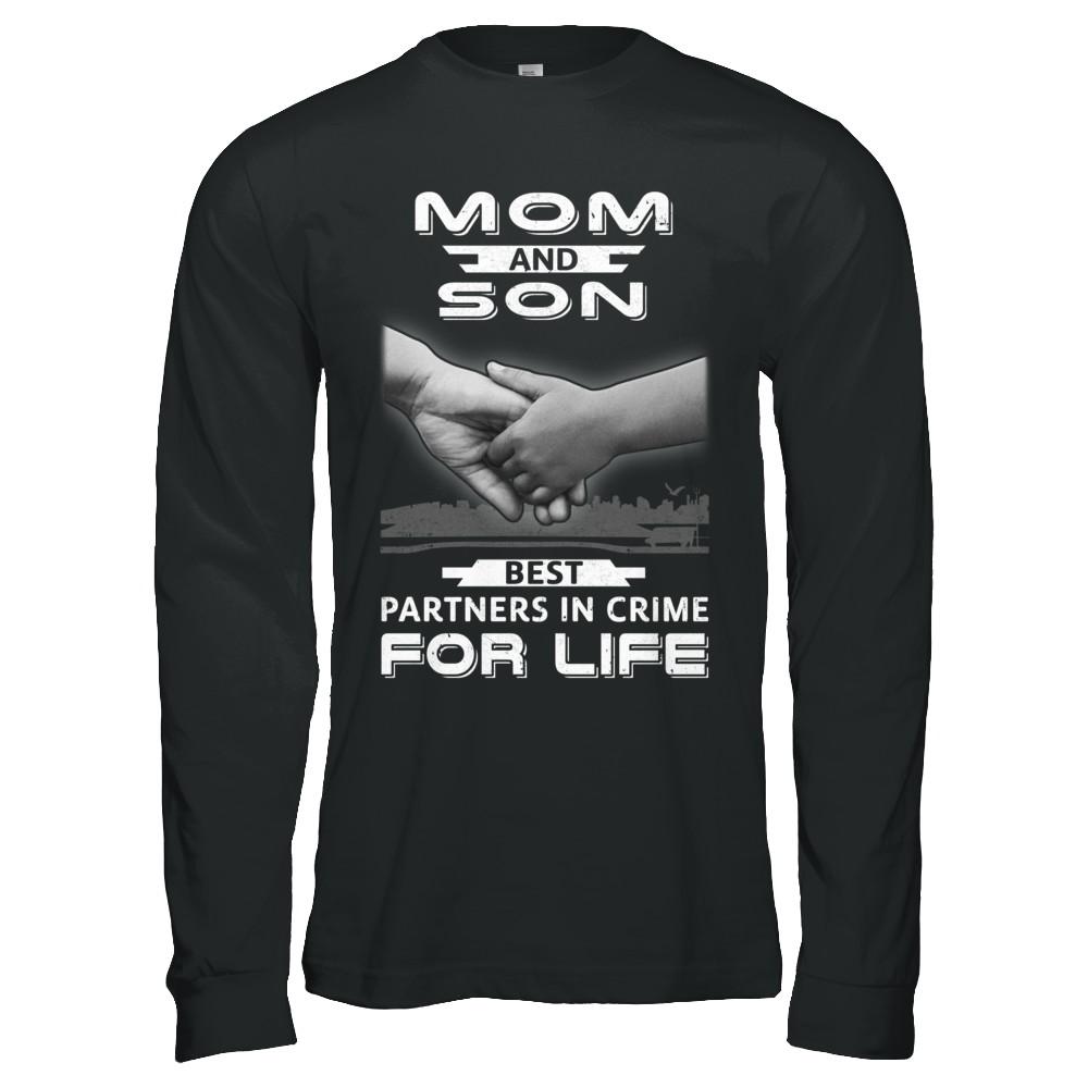 Mom And Son Best Partners In Crime For Life-T-Shirt & Hoodie-Long Sleeve T-Shirt-Black