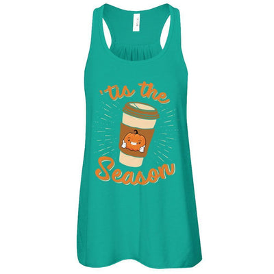 Autumn Fall Pumpkin Spice Coffee Tis The Season Mom-T-Shirt & Tank Top-Women's Flowy Racerback Tank-Kelly