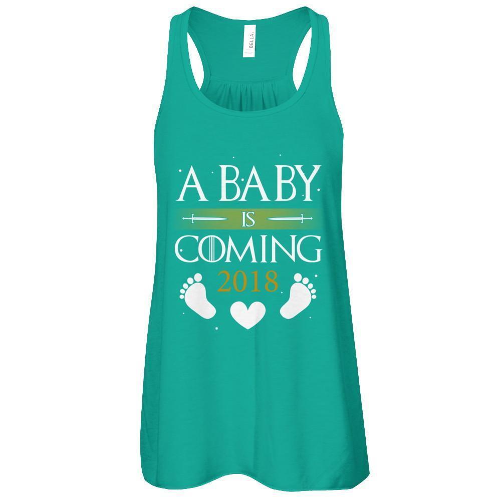 A Baby Is Coming 2018 Pregnancy Announcement-T-Shirt & Tank Top-Women's Flowy Racerback Tank-Kelly