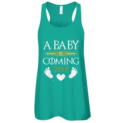 A Baby Is Coming 2018 Pregnancy Announcement-T-Shirt & Tank Top-Women's Flowy Racerback Tank-Kelly