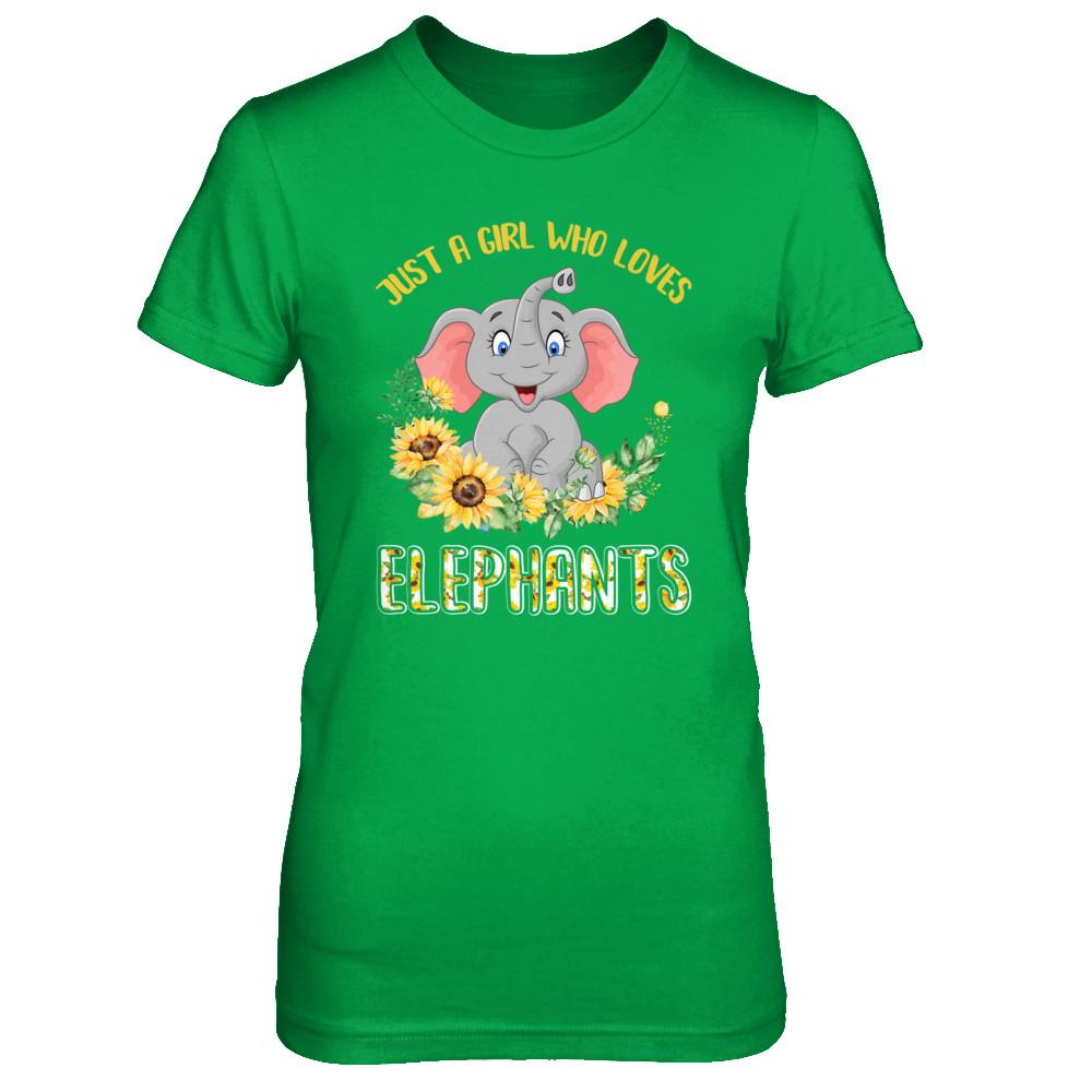 Just A Girl Who Loves Elephants And Sunflowers-T-Shirt & Hoodie-Women's T-Shirt-Irish Green