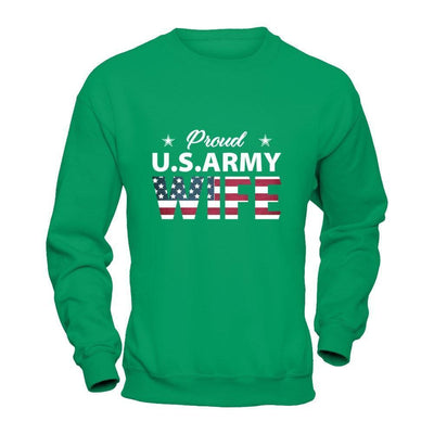 Proud Us Army Wife-T-Shirt & Hoodie-Crewneck Sweatshirt-Irish Green