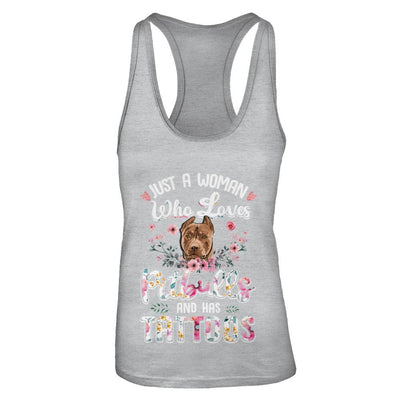 Just A Woman Who Loves Pitbulls And Has Tattoos-T-Shirt & Tank Top-Women's Ideal Racerback Tank-Heather Grey
