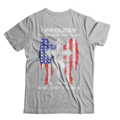 Veteran I Proudly Stand For The Flag Kneel For The Cross-T-Shirt & Hoodie-Premium T-Shirt-Heather Gray