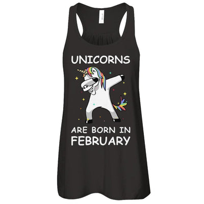 Unicorns Are Born In February Cute Dabbing-T-Shirt & Tank Top-Women's Flowy Racerback Tank-Black