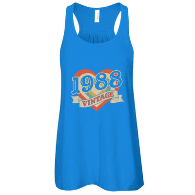 Vintage Retro Classic Heart Made In 1988-T-Shirt & Tank Top-Women's Flowy Racerback Tank-True Royal