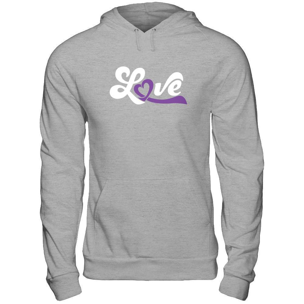 Love Purple Awareness Ribbon-T-Shirt & Hoodie-Pullover Hoodie-Sport Grey