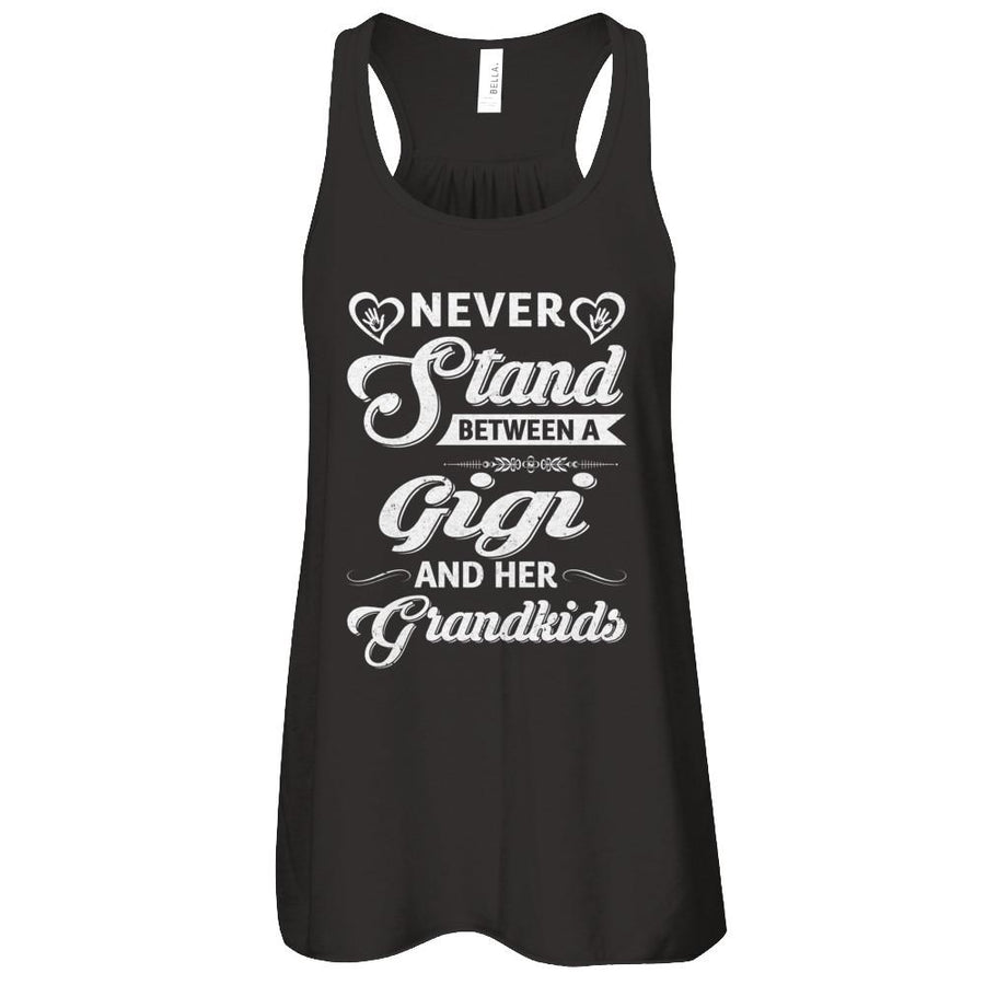 Never Stand Between A Gigi And Her Grandkids Mothers Day-T-Shirt & Tank Top-Women's Flowy Racerback Tank-Black