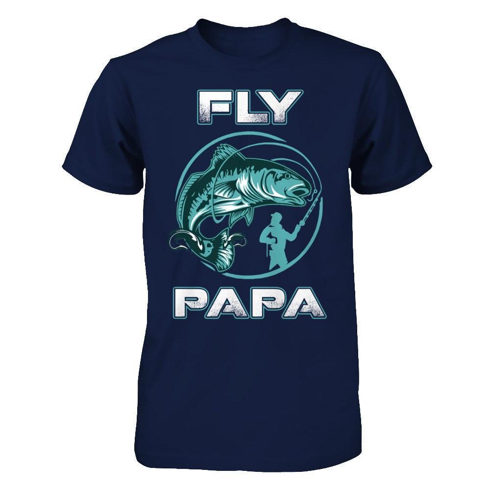 Fly Fishing Papa-T-Shirt & Hoodie-Classic T-Shirt-Navy