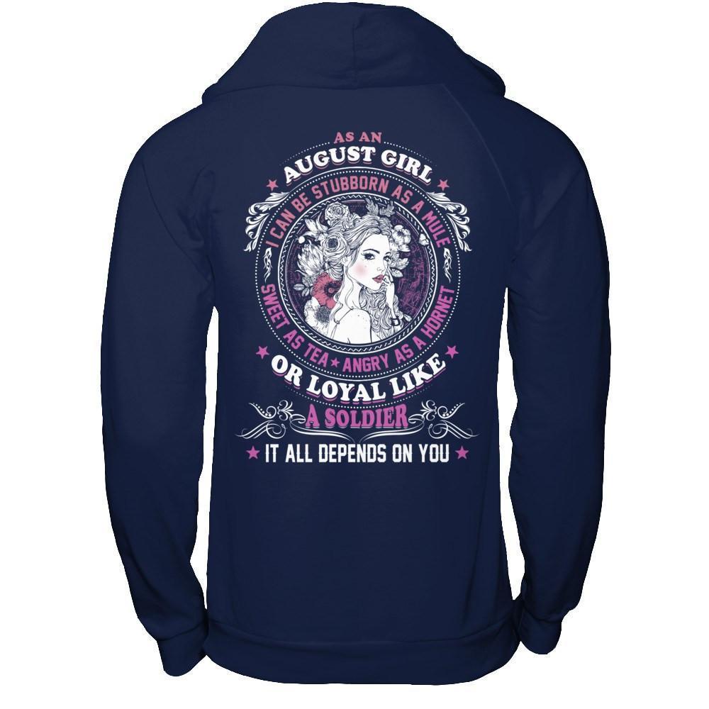 As An August Girl I Can Be Stubborn As A Mule-T-Shirt & Hoodie-Pullover Hoodie-Navy