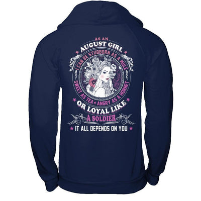 As An August Girl I Can Be Stubborn As A Mule-T-Shirt & Hoodie-Pullover Hoodie-Navy