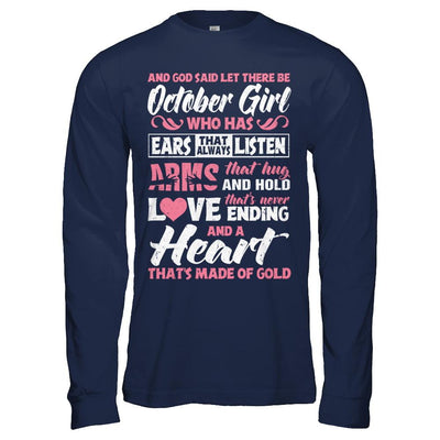 And God Said Let There Be October Girl Ears Arms Love Heart-T-Shirt & Hoodie-