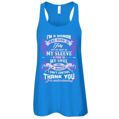I'm A Woman Was Born In July With My Heart Birthday-T-Shirt & Tank Top-Women's Flowy Racerback Tank-True Royal