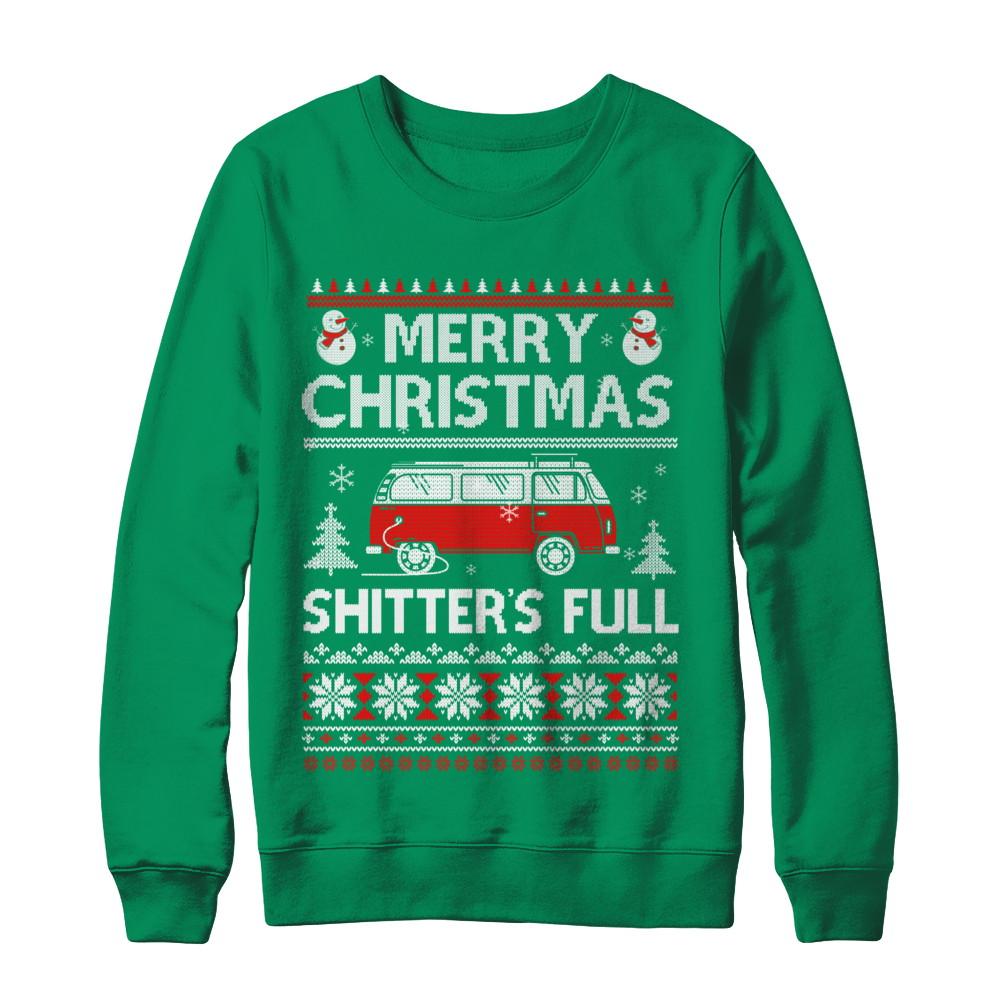 Merry Christmas Shitters Full Ugly Sweater-T-Shirt & Sweatshirt-Crewneck Sweatshirt-Irish Green